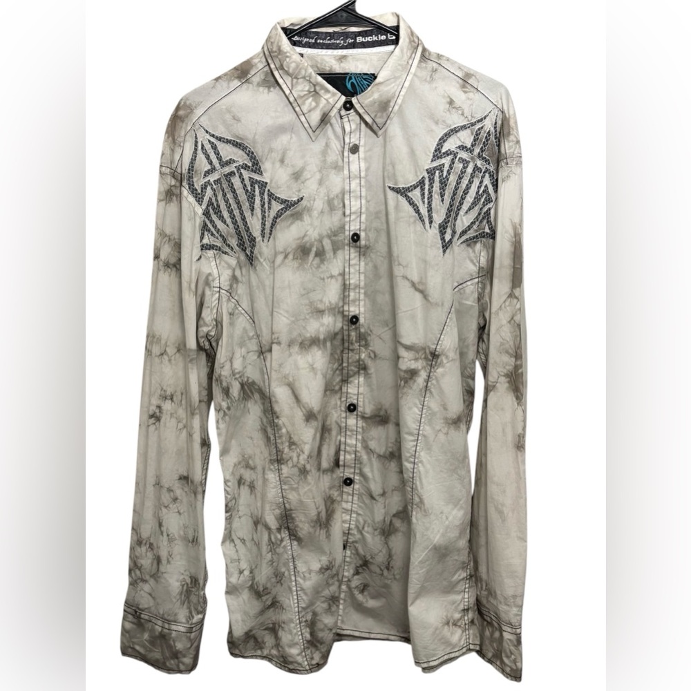 Buckle Roar Mens Shirt XXL 2XL Embroidered long sleeve Button Up ombre